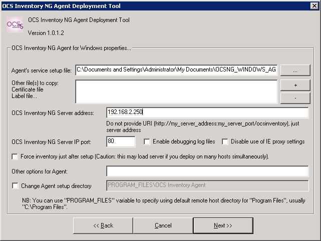 ocs-ng windows agent setup.exe
